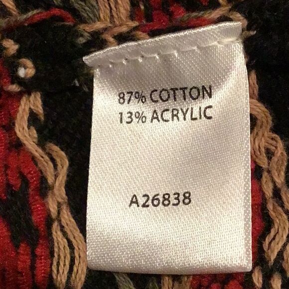 Appleseed’s Black Colorful Pattern Nordic Knit Button Up Cardigan Sweater - Picture 12 of 12